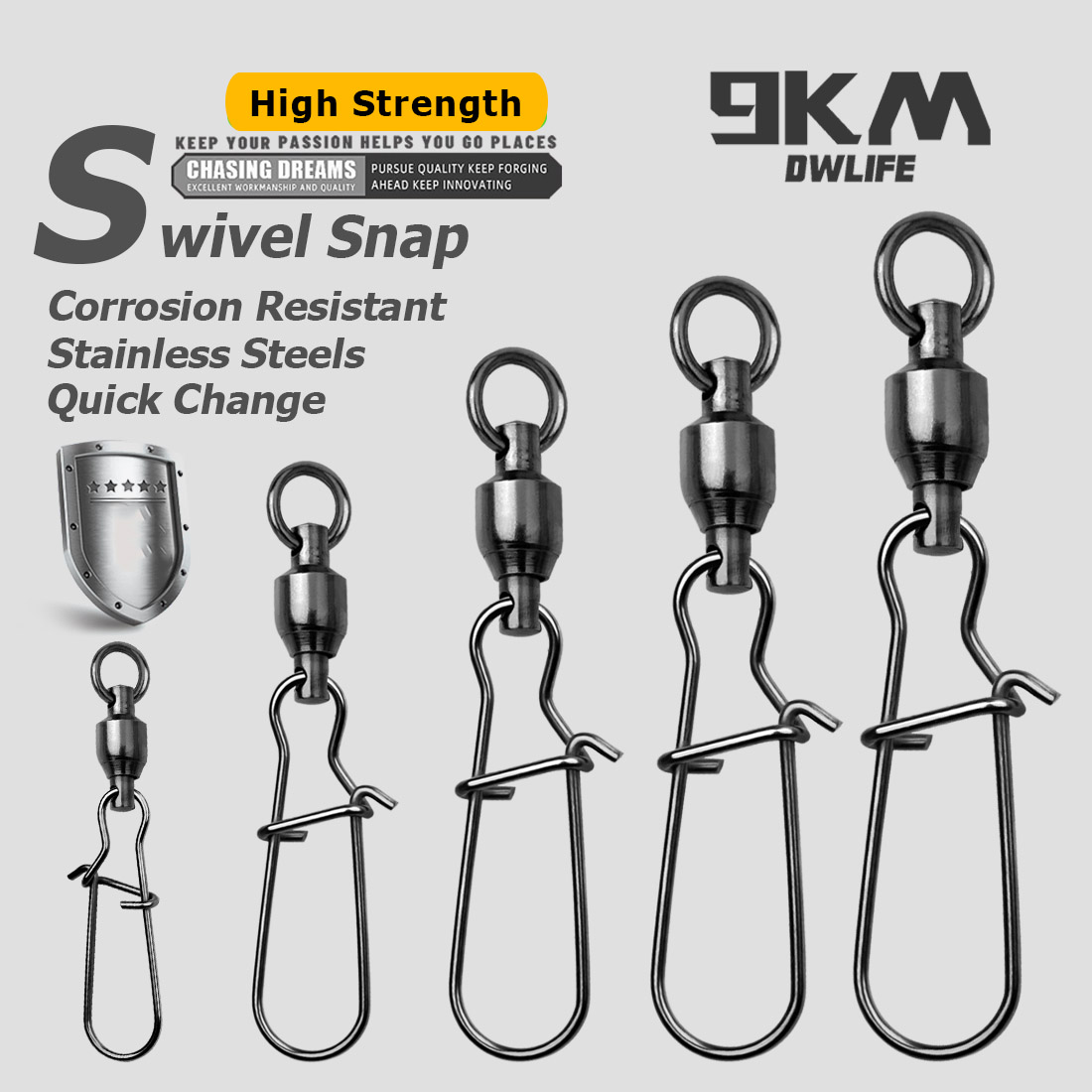Tippet Line - 9KM 10PCS Ball Bearing Swivel Snap