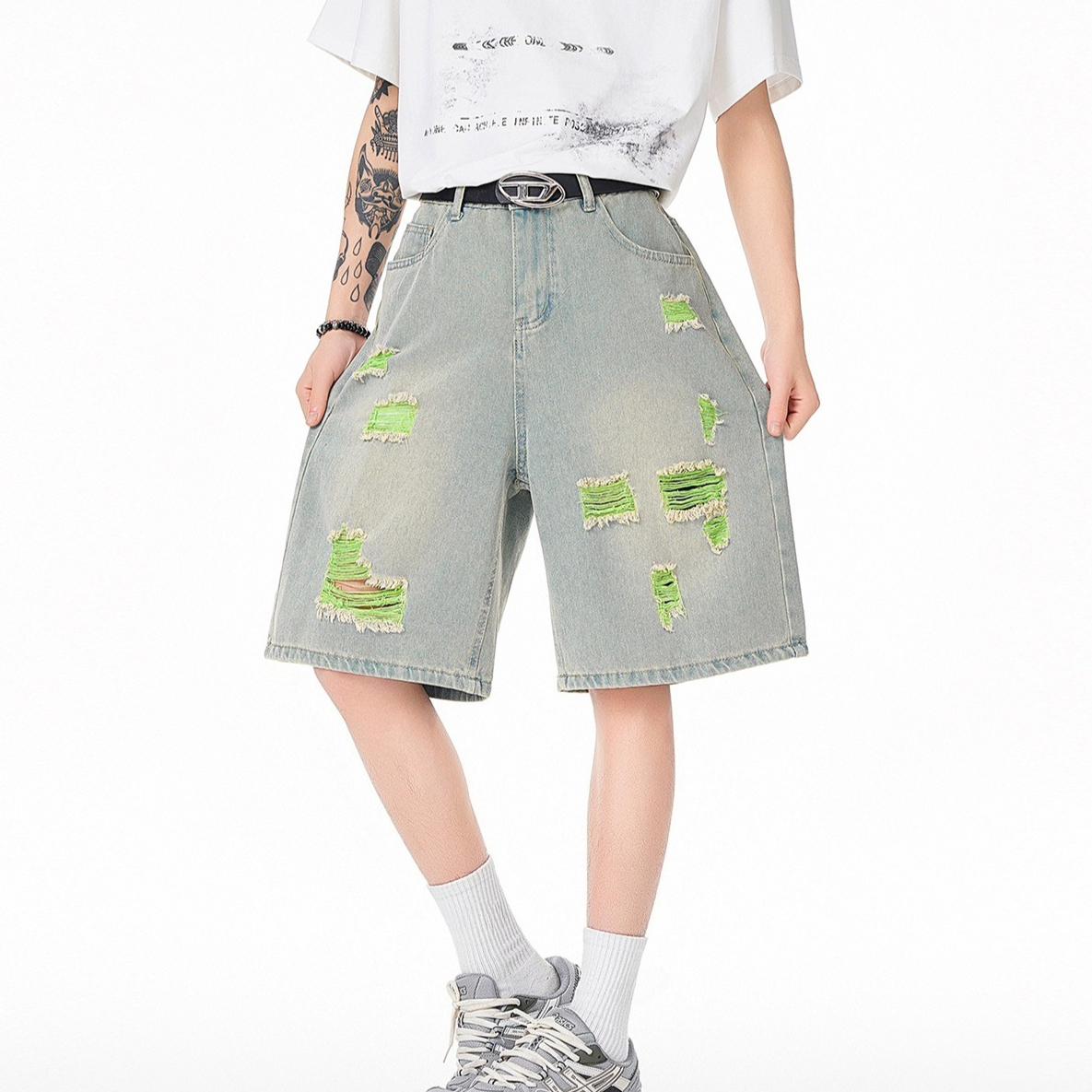 Men's Lined Ripped Denim Short - Fly Line reseña y precio