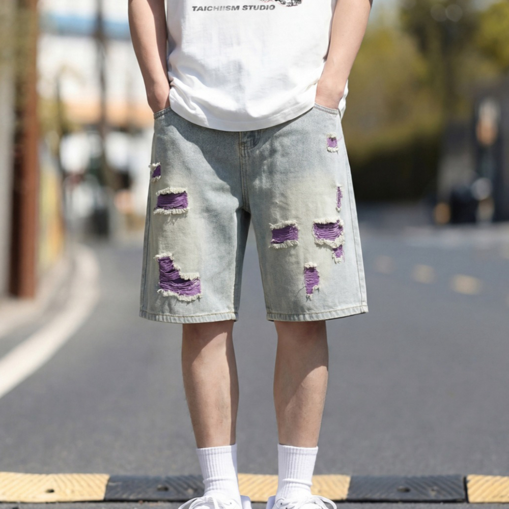 Men's Lined Ripped Denim Short - Fly Line reseña y precio