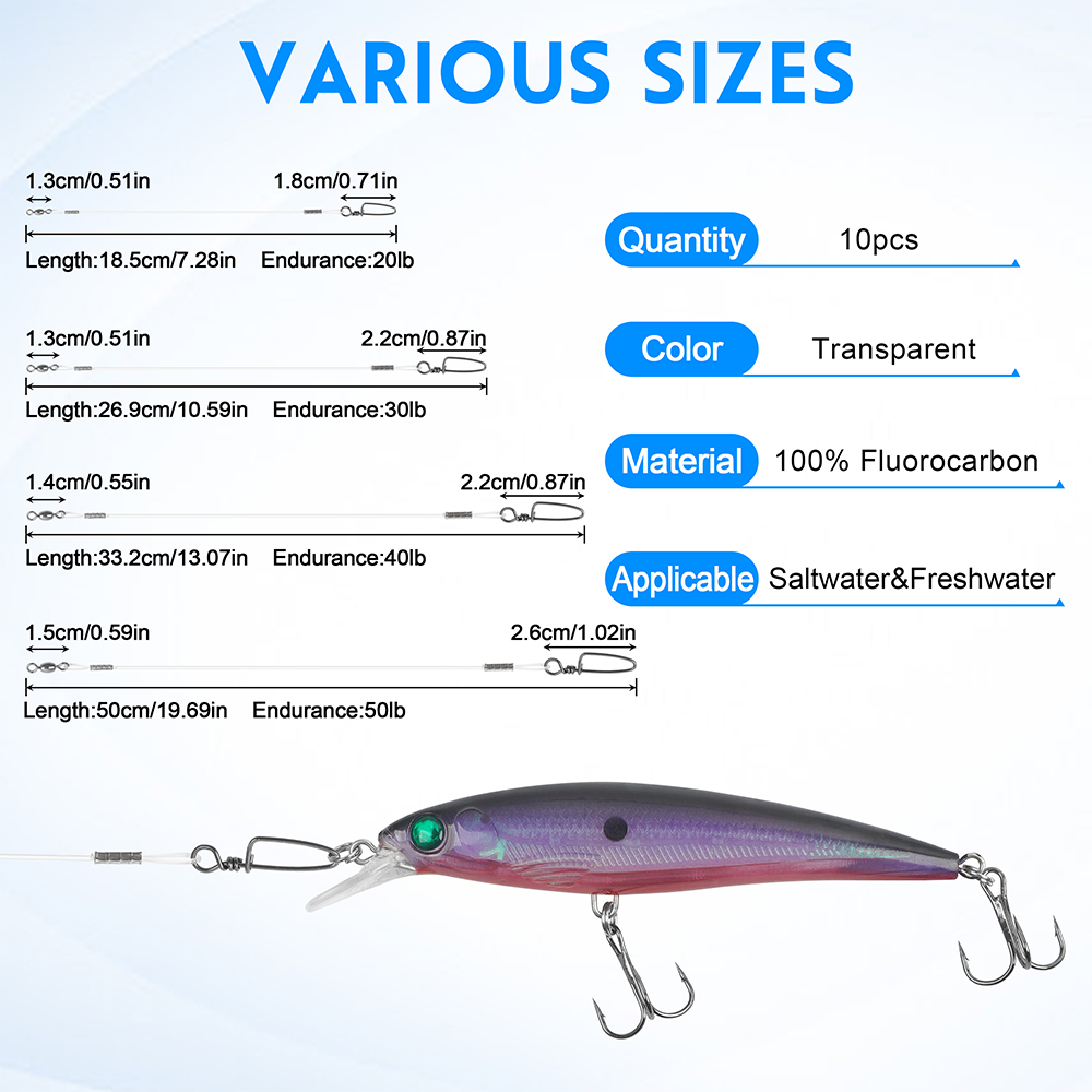 10Pcs Fluorocaron Fishing Lead - Fluorocarbon Line reseña y precio