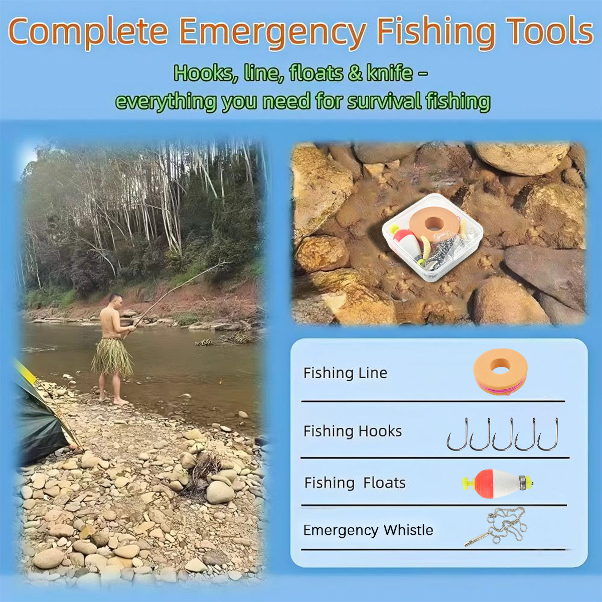 Portable Emergency Fishing Gea - Fishing Line Box reseña y precio