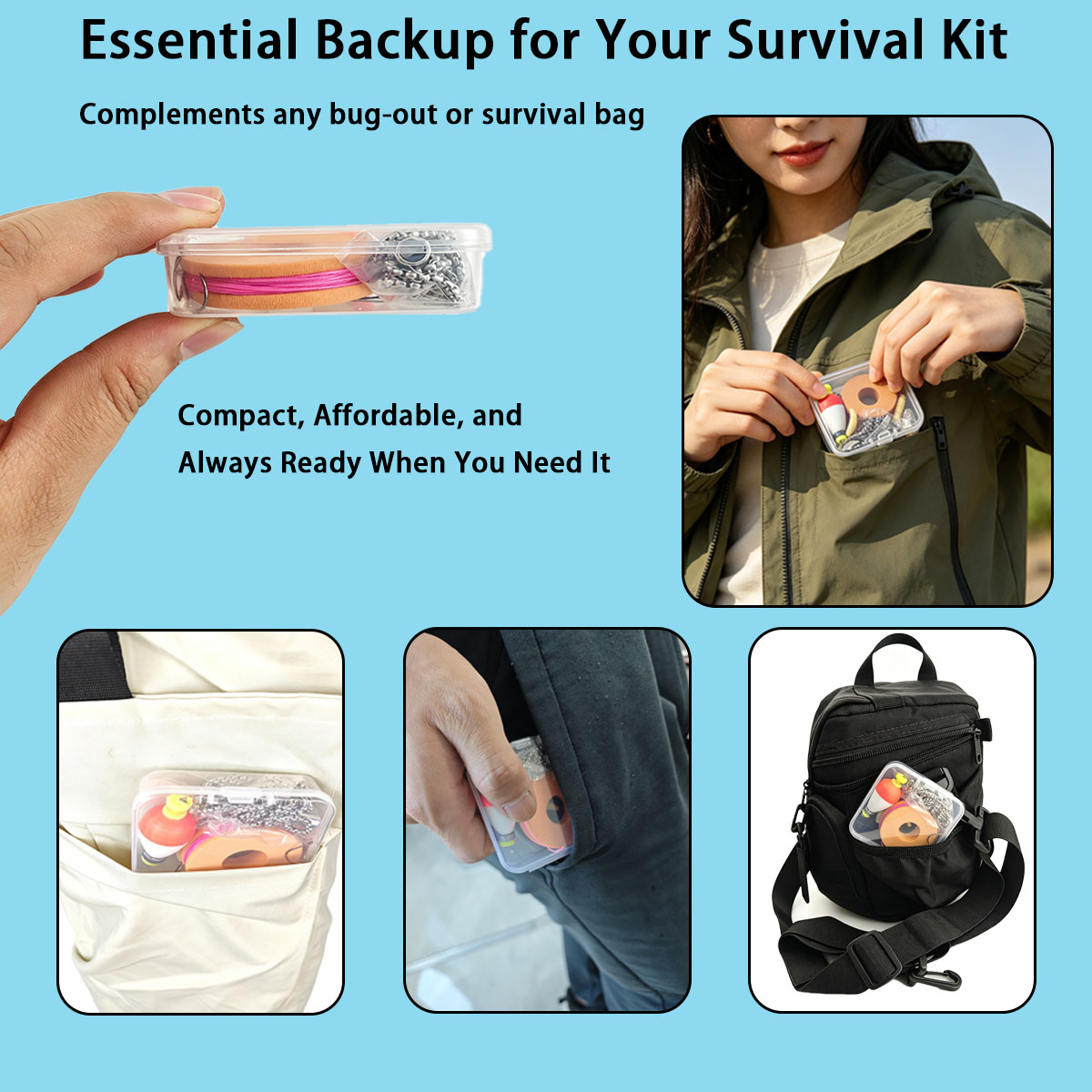 Portable Emergency Fishing Gea - Fishing Line Box reseña y precio