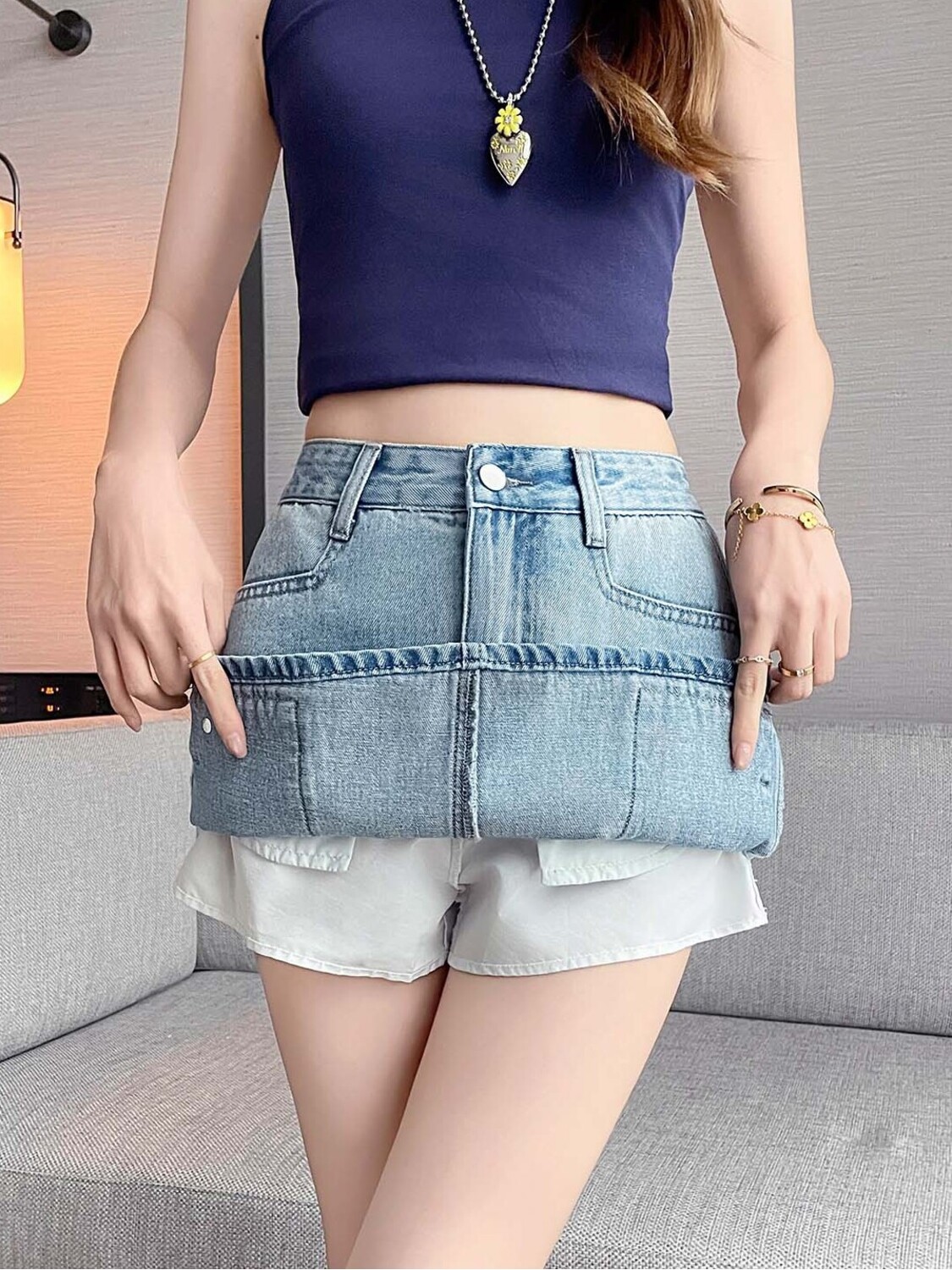 Women High Waist Cargo Denim M - Fly Line reseña y precio